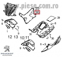 Carena laterala dreapta podea originala Peugeot Speedfight - Speedfight 2 - Speedfight - WRC - X-Race - X-Team 2T 50-100cc (alba)
